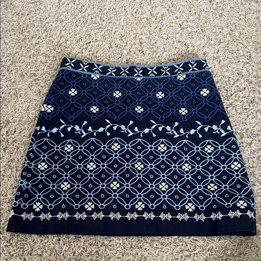 Ann Taylor LOFT Floral Navy Pencil Skirt